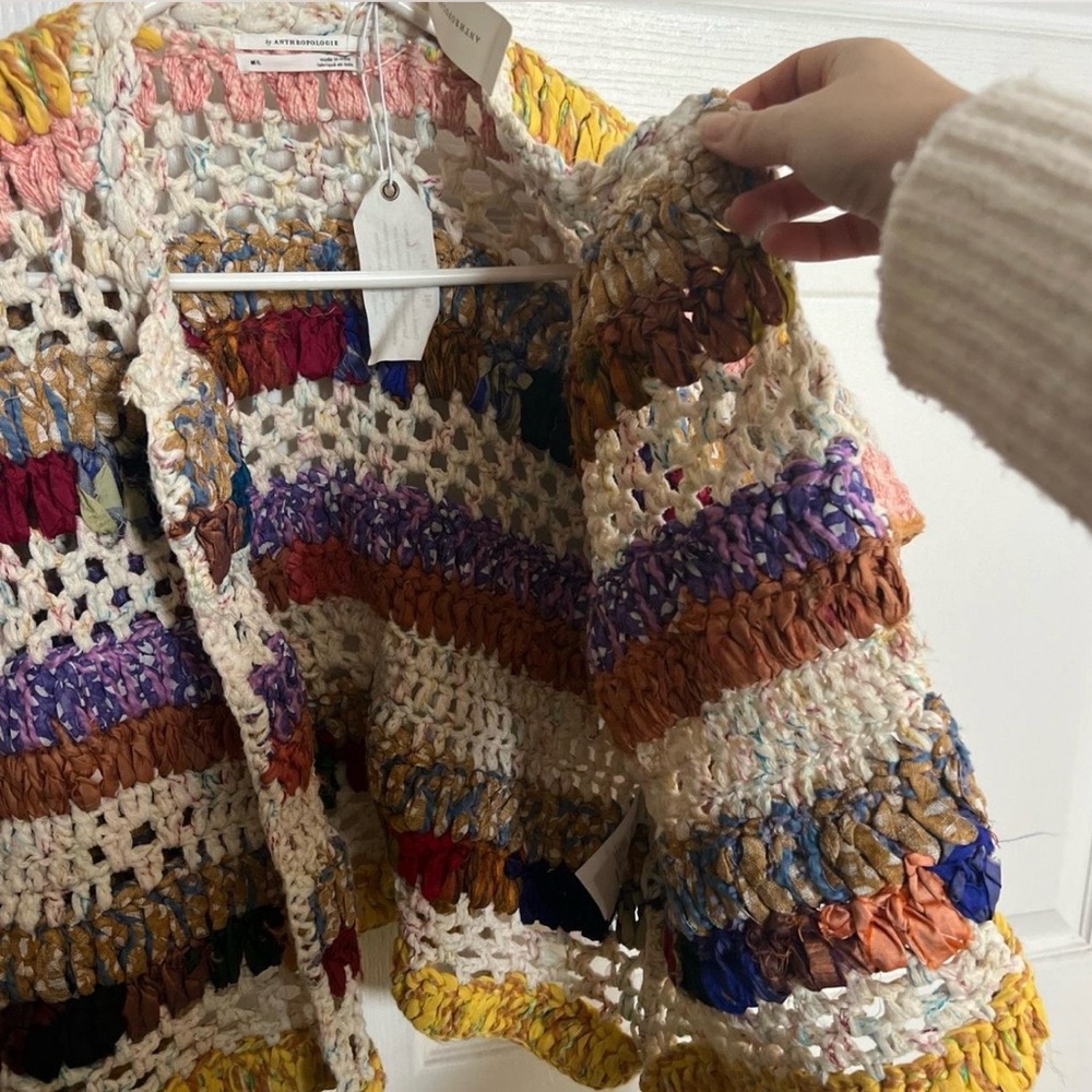 Colorful Crochet Open Cardigan - Multicolor - Picture 3 of 6